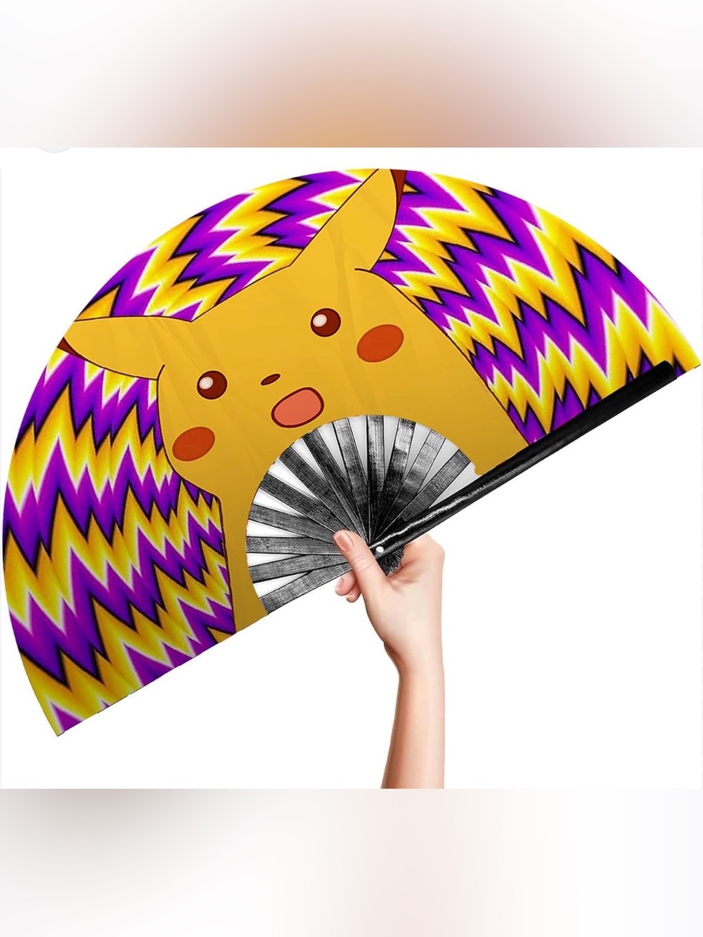 NWT POKÉMON/PIKACHU FESTIVAL HAND FAN, LOUD CLACK RAVE FAN GENDER NEUTRAL